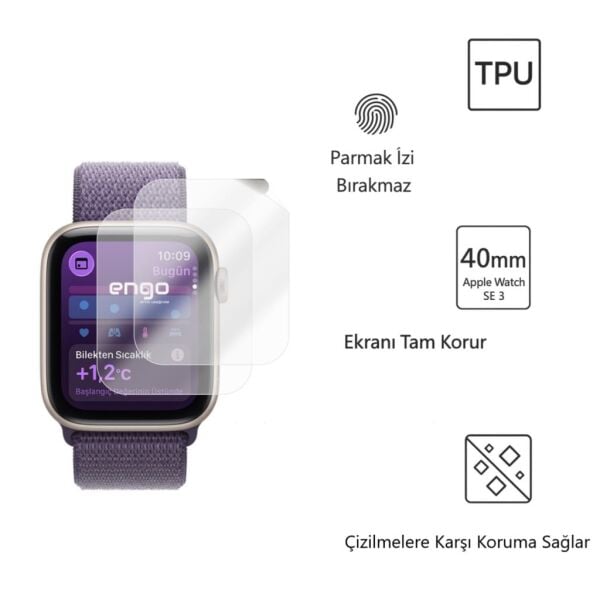 Apple Watch SE 3 40mm TPU Ekran Koruyucu 2’li Şeffaf Film