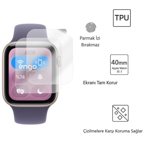 Apple Watch SE 3 44mm TPU Ekran Koruyucu 2’li Şeffaf Film