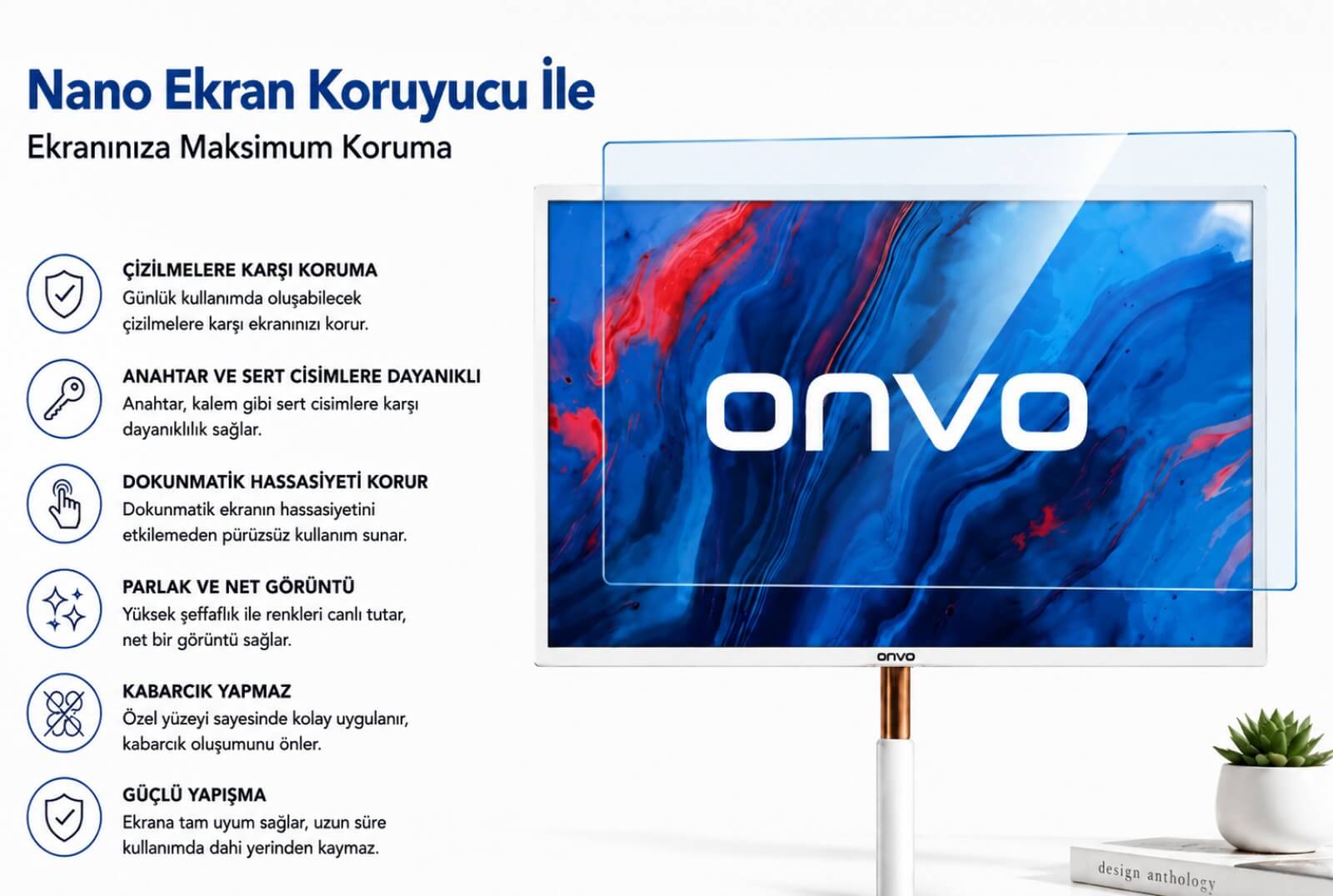 Onvo 32OVM6500X 32 inç Ekran Koruyucu 9H Nano Parlak