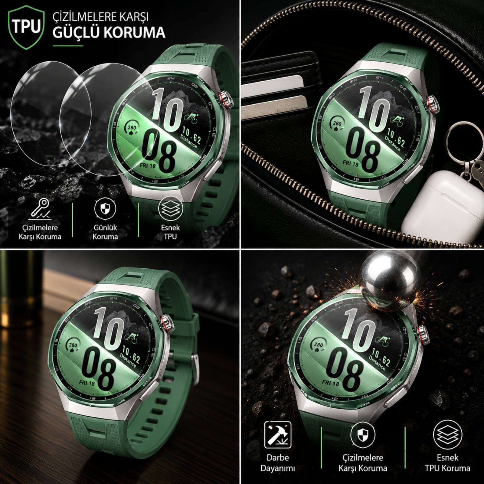 Huawei Watch GT 7 Pro İle Uyumlu Ekran Koruyucu TPU, Tam Kaplayan Akıllı Saat Koruması 2 Adet, Çizilmeye Dayanıklı Şeffaf Koruma