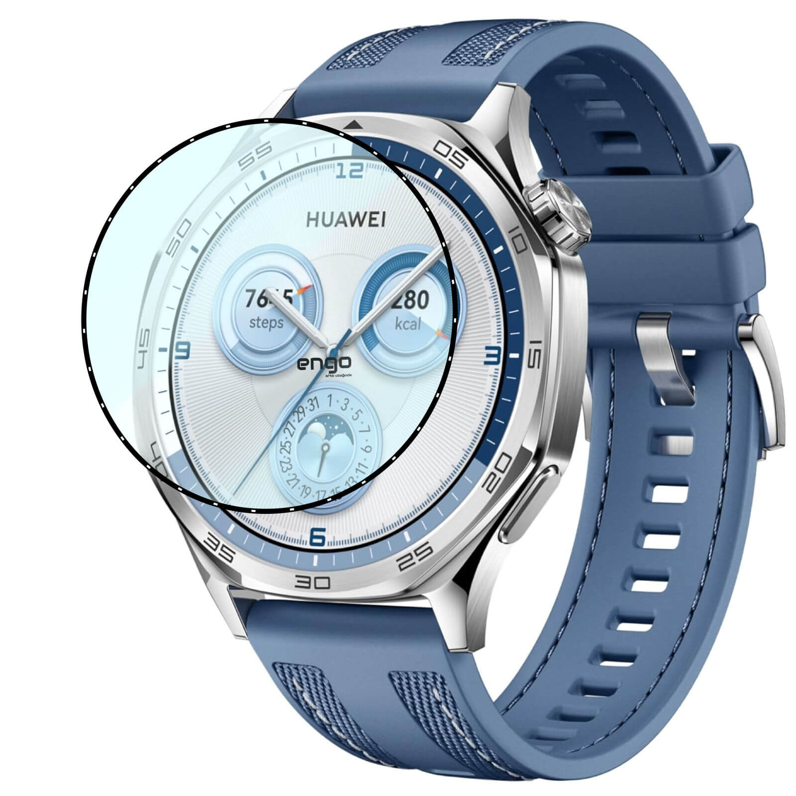 Huawei Watch GT 5 46mm Ekran Koruyucu Flexible PET Tam Kaplama Engo