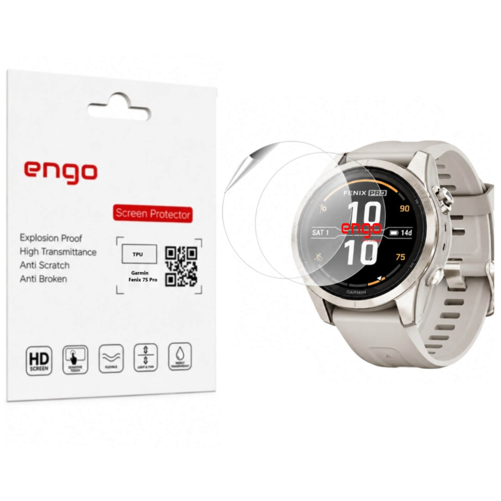 Garmin Fenix 7S Pro Ekran Koruyucu TPU Şeffaf Film 2 Adet