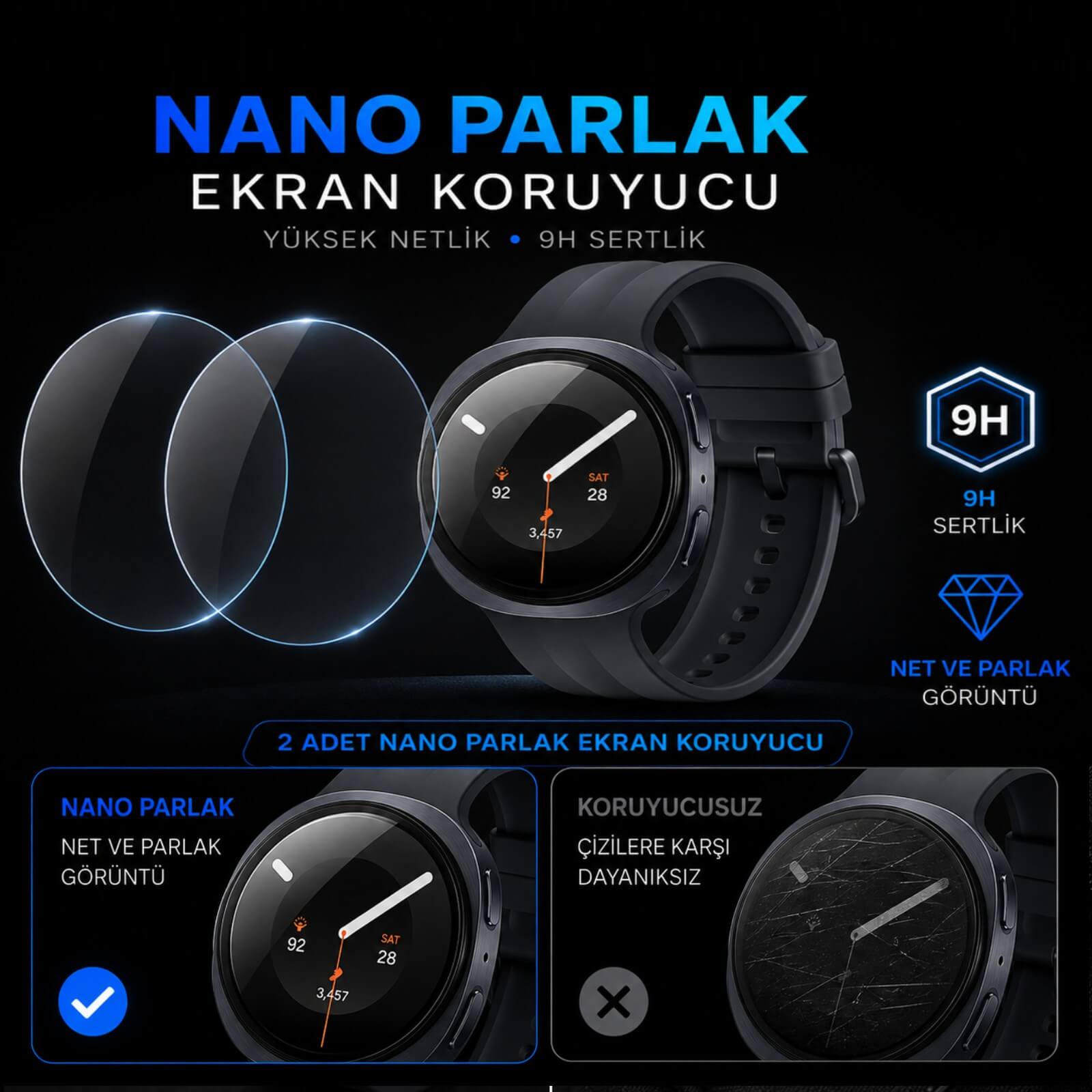 Samsung Galaxy Watch 9 40mm Ekran Koruyucu Nano