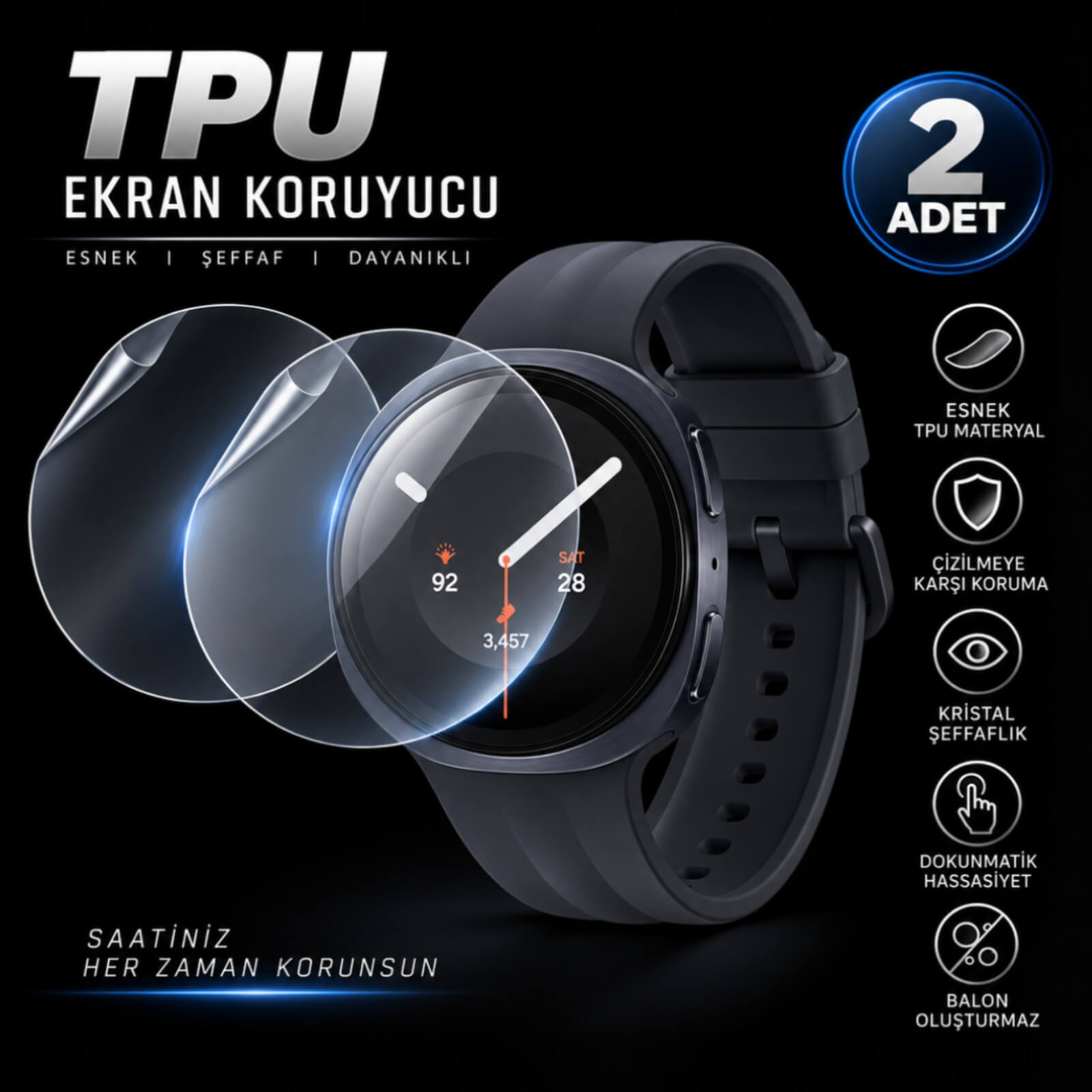 Samsung Galaxy Watch 9 40mm Ekran Koruyucu TPU