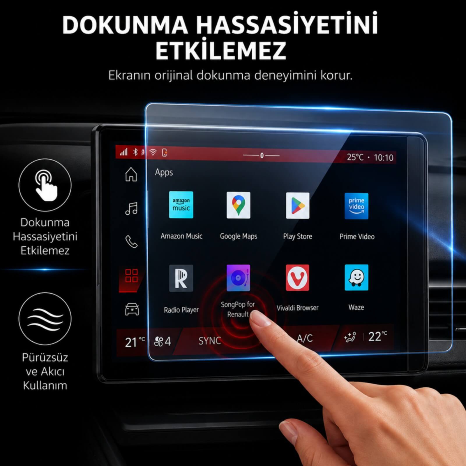 Renault Boreal 10 İnç Ekran Koruyucu Multimedya