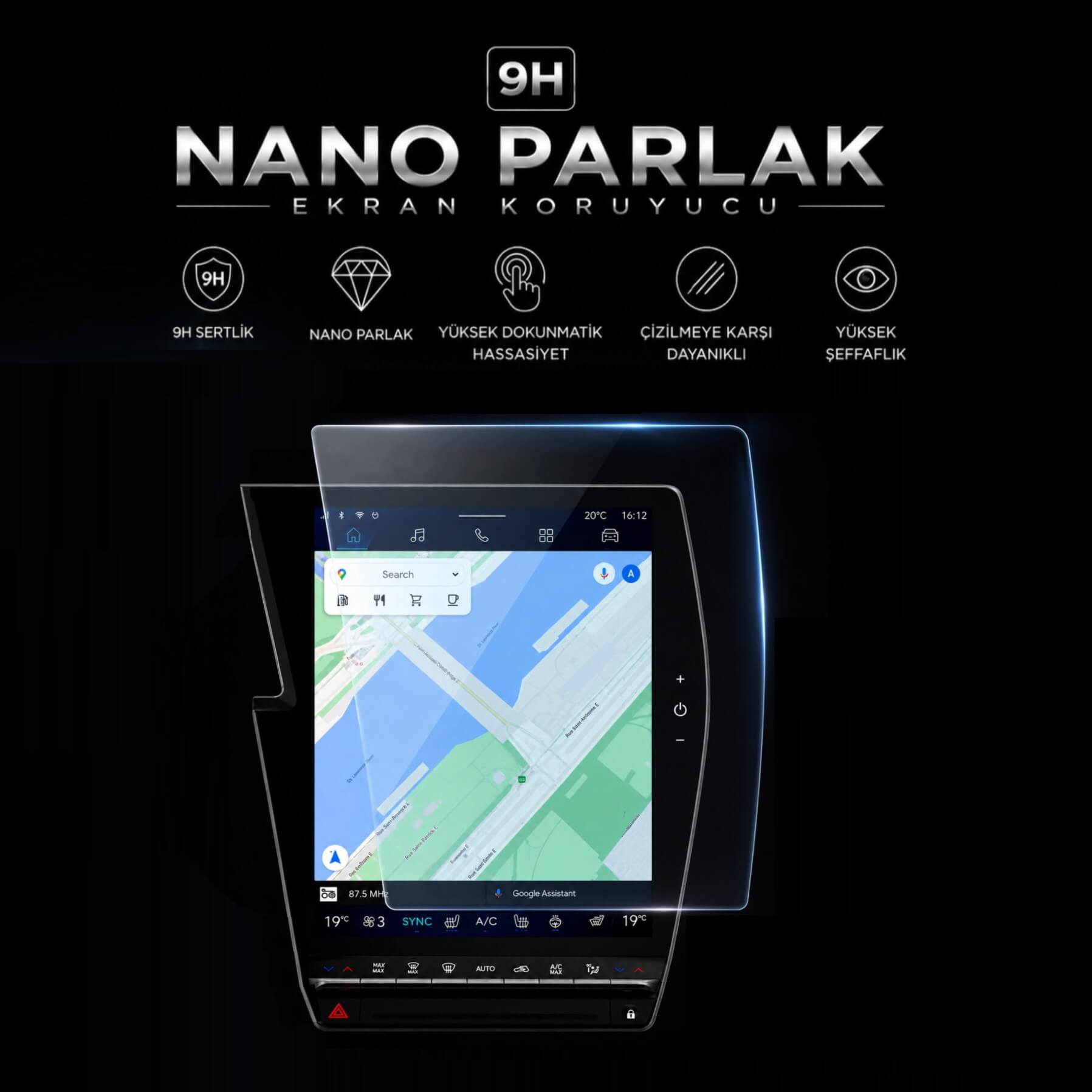 Renault Scenic E-Tech Ekran Koruyucu Multimedya 12 inç