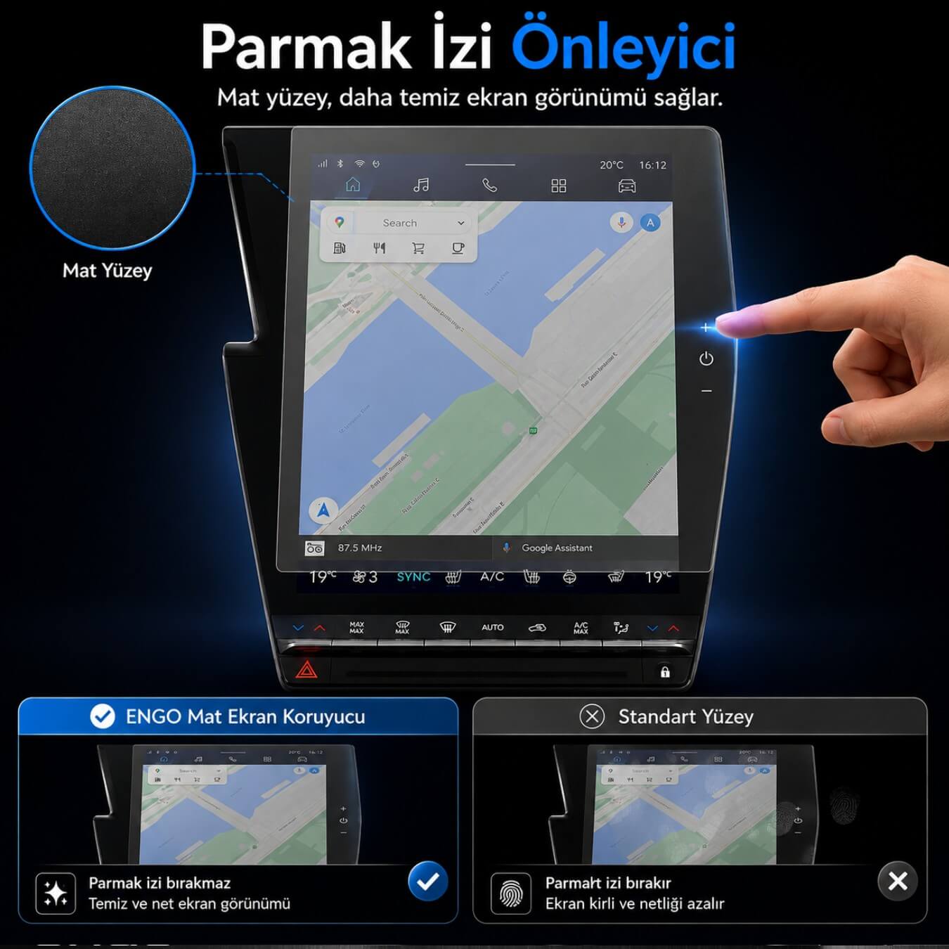 Renault Scenic E-Tech Mat Ekran Koruyucu Multimedya 12 inç