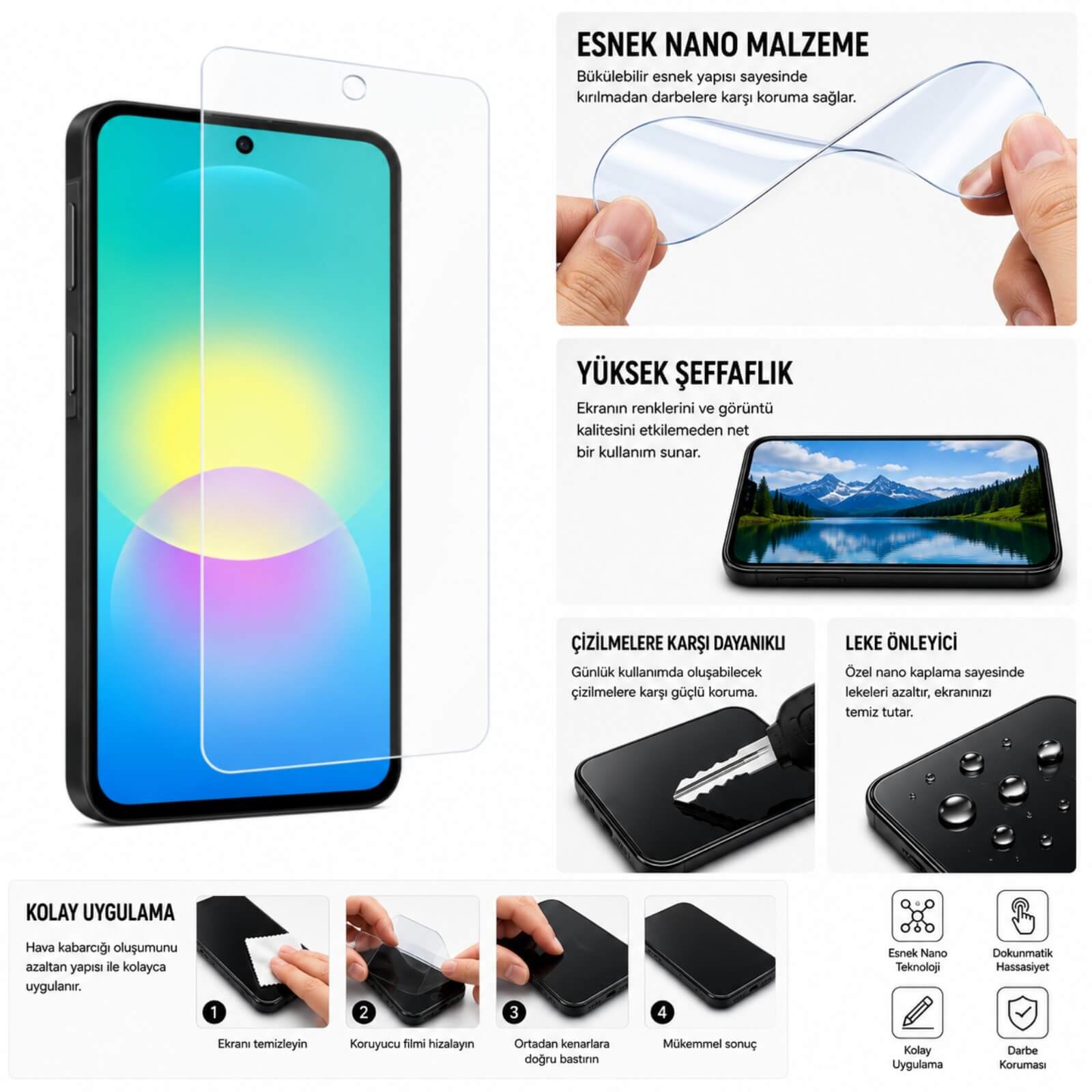 Samsung Galaxy A27 5G Ekran Koruyucu Nano Parlak (SM-A276B)