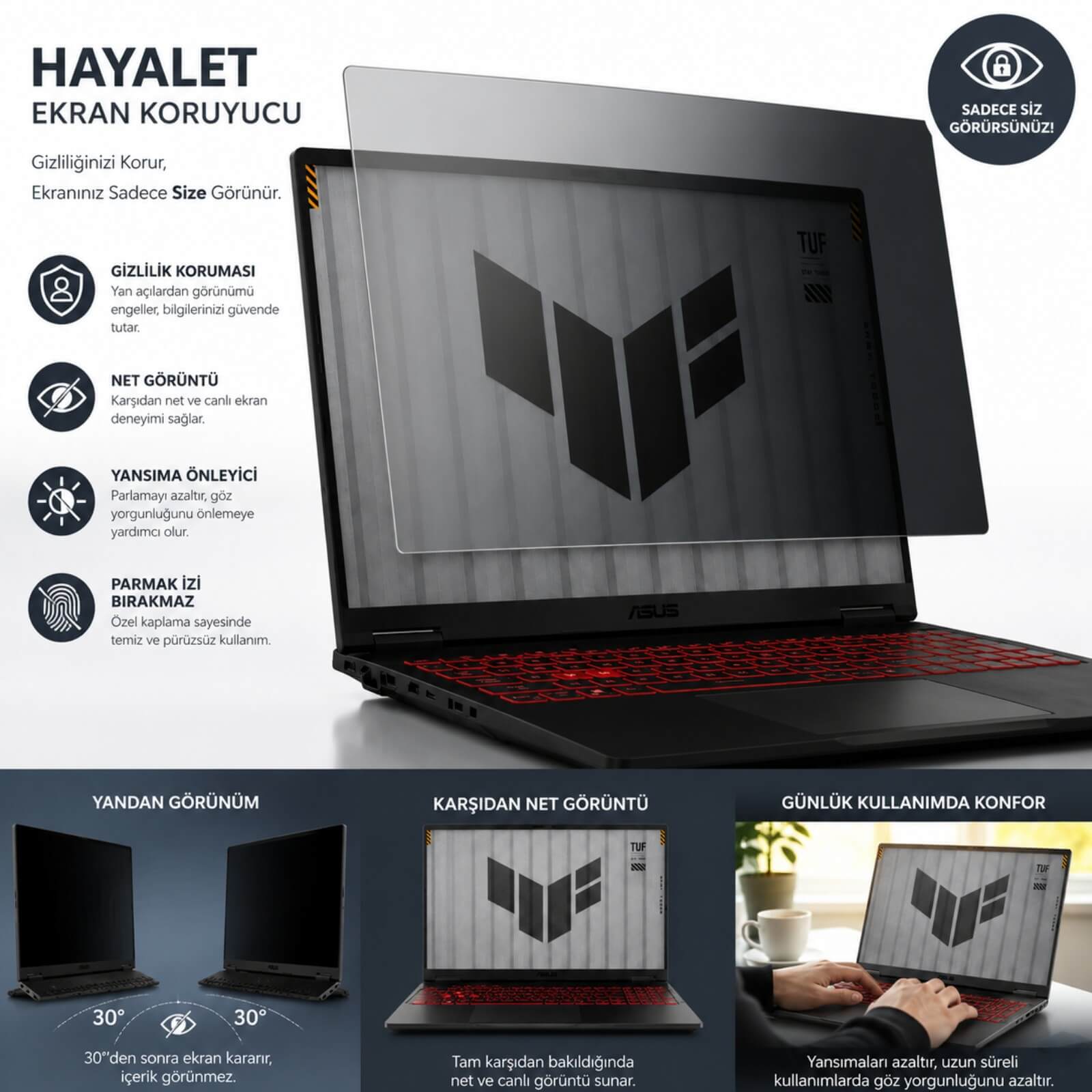 Asus TUF Gaming A16 16 inç Hayalet Ekran Koruyucu Nano
