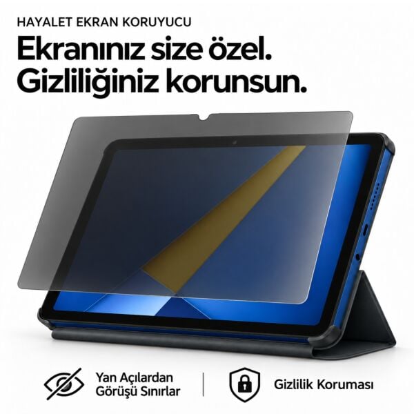 Poco Pad C1 Hayalet Ekran Koruyucu 9.7 İnç Yandan Görüşü Kısıtlayan Anti-Spy Gizlilik Filtresi, 9H Kırılmaz Esnek Nano Yapı, Parlama Önleyici Mat Yüzey
