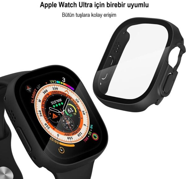 Apple Watch Ultra Kılıf Ekran Koruyucu 49mm Sert PC Kasa Kılıf