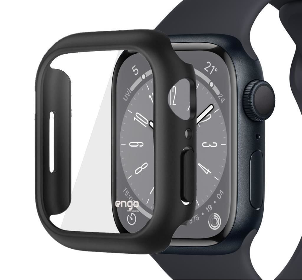 Apple Watch 8 Ekran Koruyucu Kılıf Sert PC Kasa Watch 8 45mm Siyah