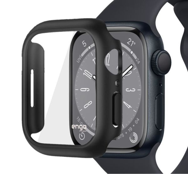 Apple Watch 8 Ekran Koruyucu Kılıf Sert PC Kasa Watch 8 45mm Siyah
