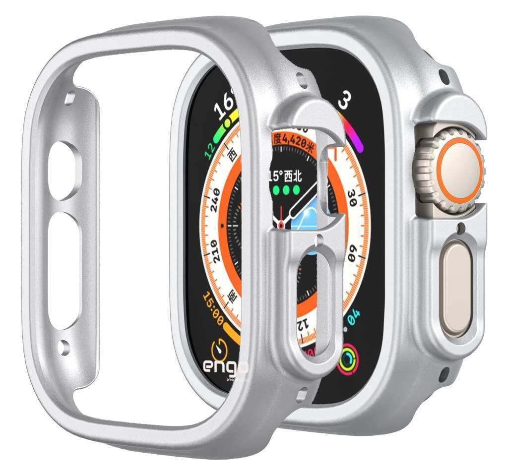 Apple Watch Ultra Kılıf Sert PC Kasa Watch Ultra 49mm Kılıf Gümüş