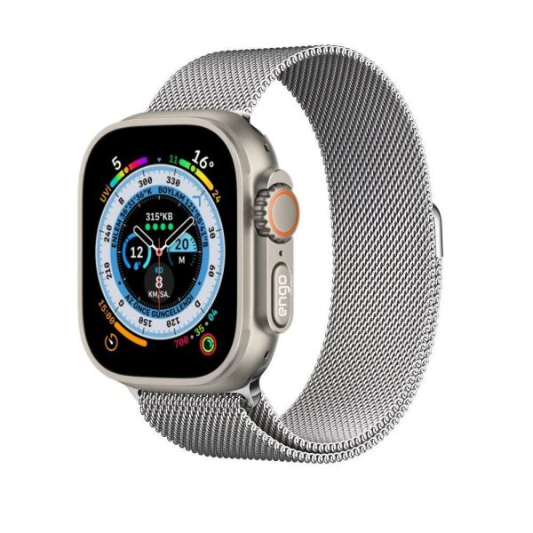 Apple Watch Ultra 49mm Paslanmaz Çelik Manyetik Kapatmalı Kordon Gold