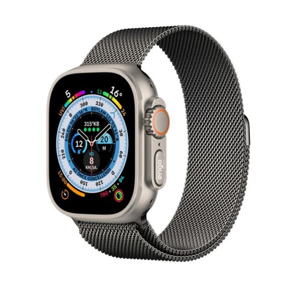 Apple Watch Ultra 49mm Paslanmaz Çelik Manyetik Kapatmalı Kordon Siyah