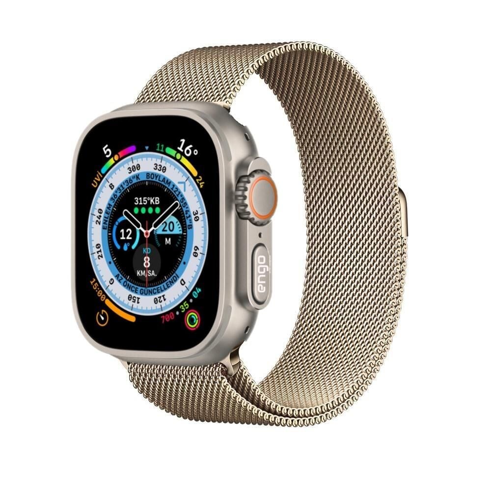 Apple Watch Ultra 49mm Paslanmaz Çelik Manyetik Kapatmalı Kordon Gold