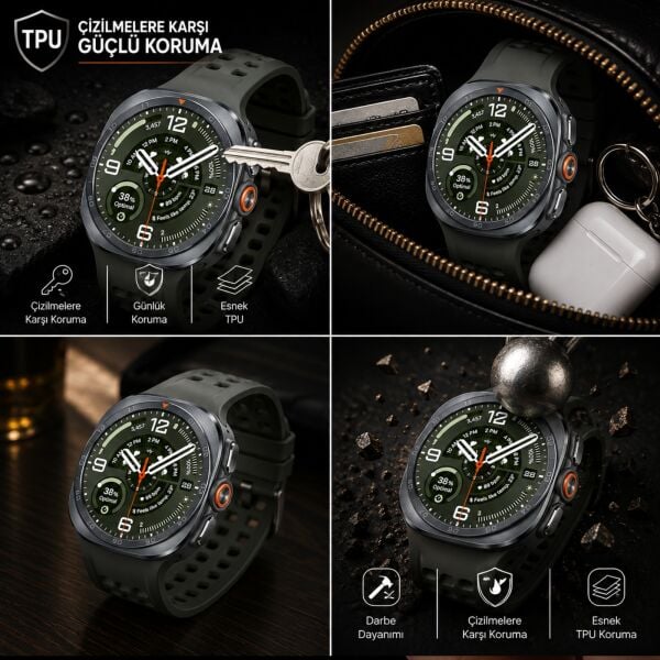 Samsung Galaxy Watch Ultra/Ultra 2 47mm Ekran Koruyucu TPU 2 Adet Tam Kaplayan Akıllı Saat Koruması, Çizilmeye Dayanıklı Koruma
