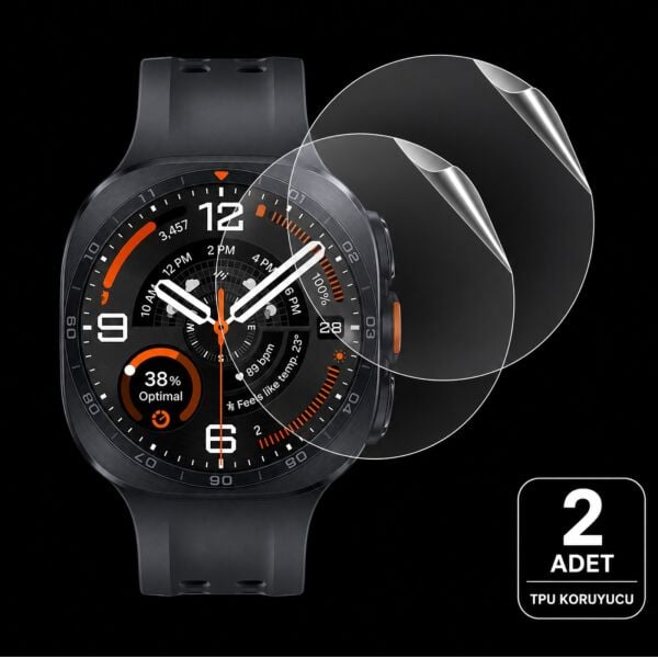 Samsung Galaxy Watch Ultra/Ultra 2 47mm Ekran Koruyucu TPU 2 Adet Tam Kaplayan Akıllı Saat Koruması, Çizilmeye Dayanıklı Koruma