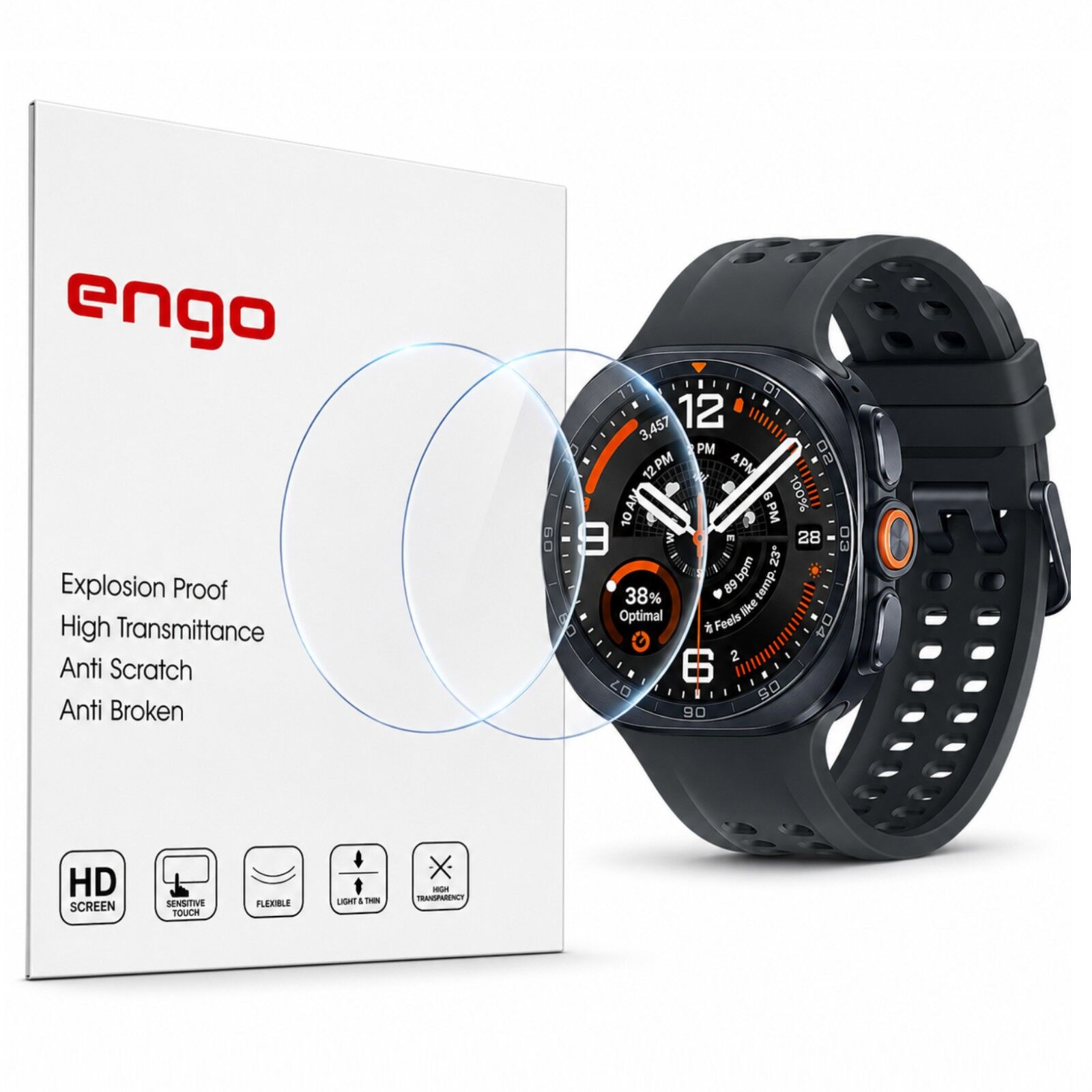 Samsung Galaxy Watch Ultra/Ultra 2 47mm Ekran Koruyucu Nano Parlak Çizilmeye Dayanıklı Akıllı Saat Koruması, 9H Kırılmaz Esnek Cam, Hd Şeffaf 2 Adet