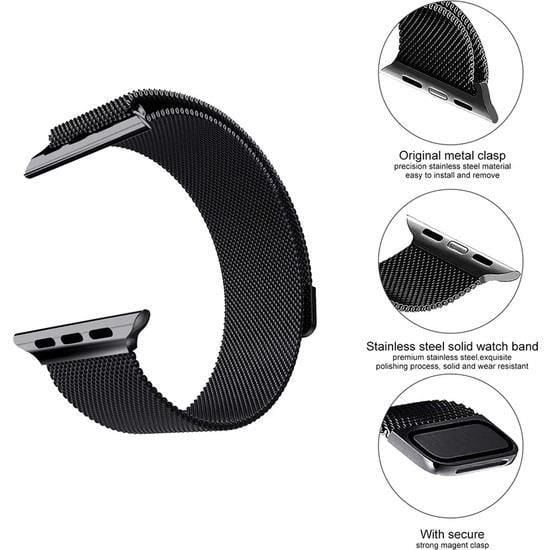 Apple Watch 8 45mm Paslanmaz Çelik Manyetik Kapatmalı Kayış