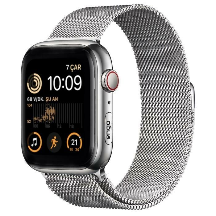 Apple Watch SE 40mm Paslanmaz Çelik Manyetik Kapatmalı Kordon Gümüş