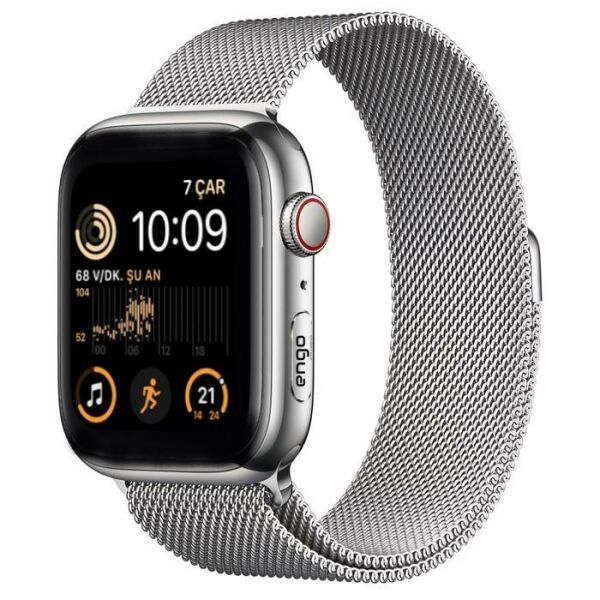 Apple Watch SE 40mm Paslanmaz Çelik Manyetik Kapatmalı Kordon Gümüş