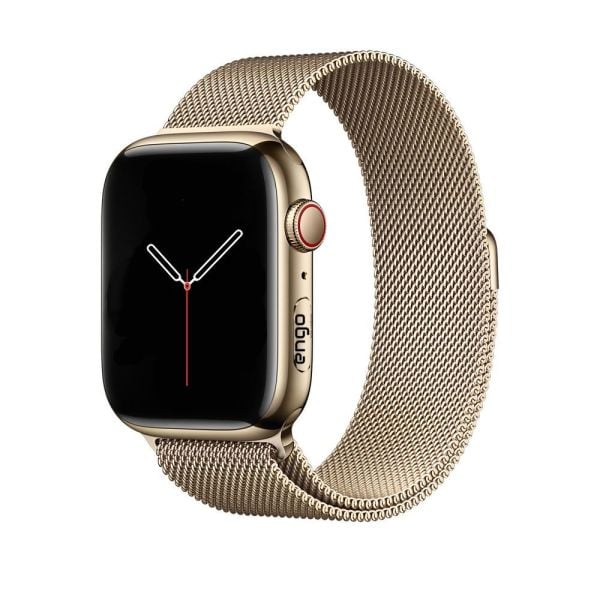 Apple Watch 7 Kordon 45mm Paslanmaz Çelik Manyetik Kapatmalı Gold