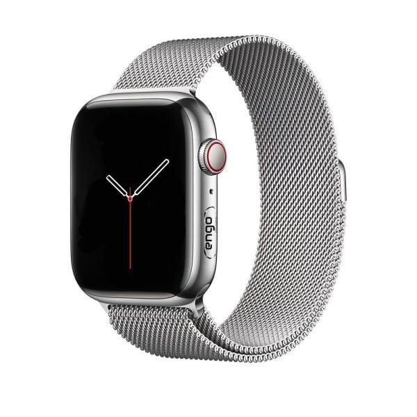 Apple Watch 7 Kordon 45mm Paslanmaz Çelik Manyetik Kapatmalı Gümüş