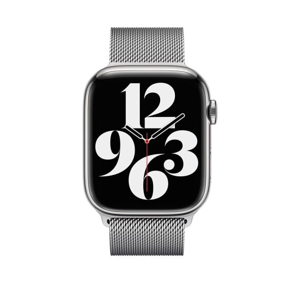 Apple Watch 7 Kordon 45mm Paslanmaz Çelik Manyetik Kapatmalı Gümüş