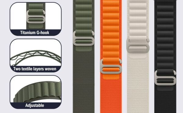 Apple Watch Ultra 2 Alpine Loop Kordon 49mm Küçük Orta Büyük Turuncu