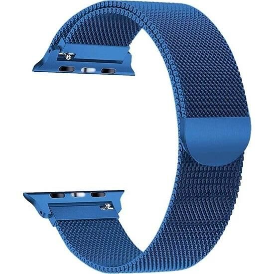 Apple Watch 7 Kordon 45mm Paslanmaz Çelik Manyetik Kapatmalı Mavi