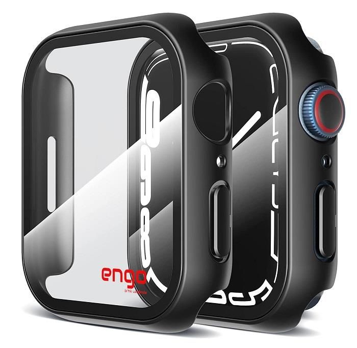 Apple Watch 7 Ekran Koruyucu Kılıf Sert PC Kasa Watch 7 45mm Siyah