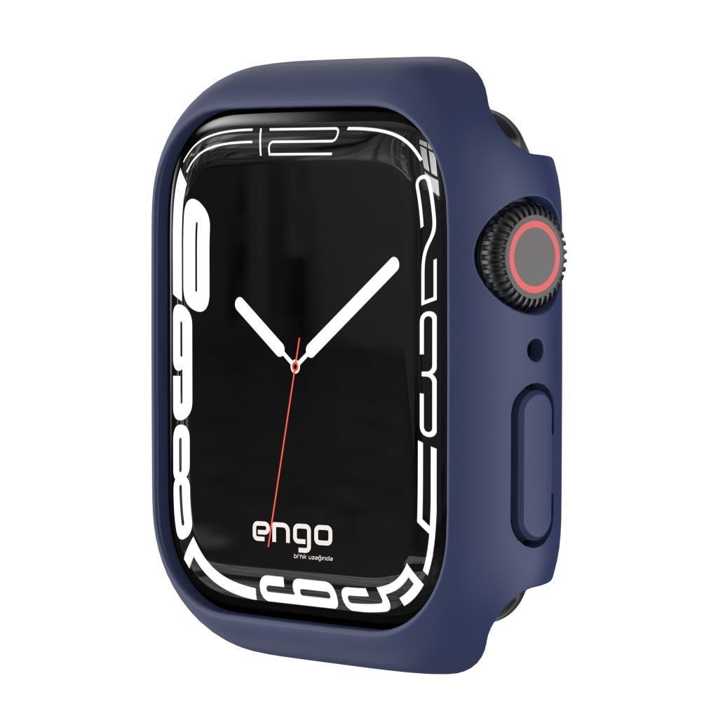 Apple Watch 7 Ekran Koruyucu Kılıf Sert PC Kasa Watch 7 45mm Mavi