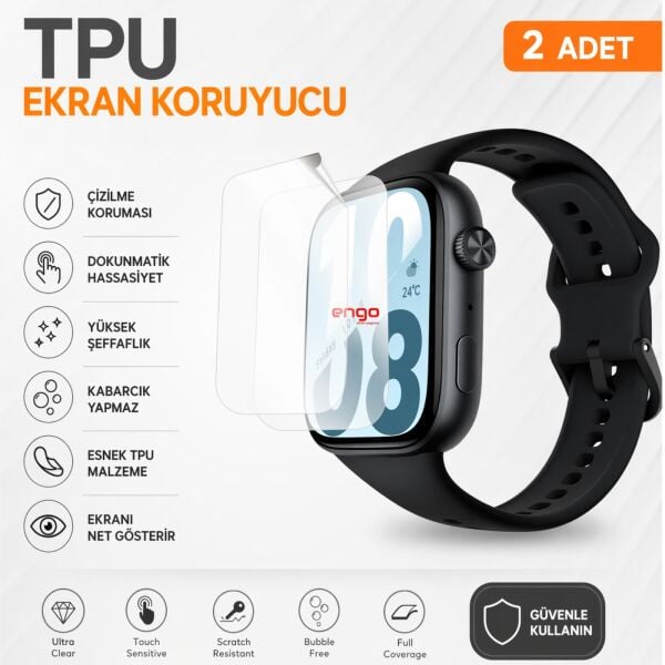 Honor Watch X5i Ekran Koruyucu TPU Şeffaf Film 2 Adet