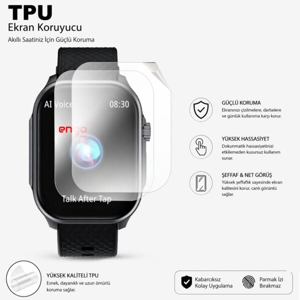Tecno Watch 3 Active Ekran Koruyucu TPU 2'li Şeffaf