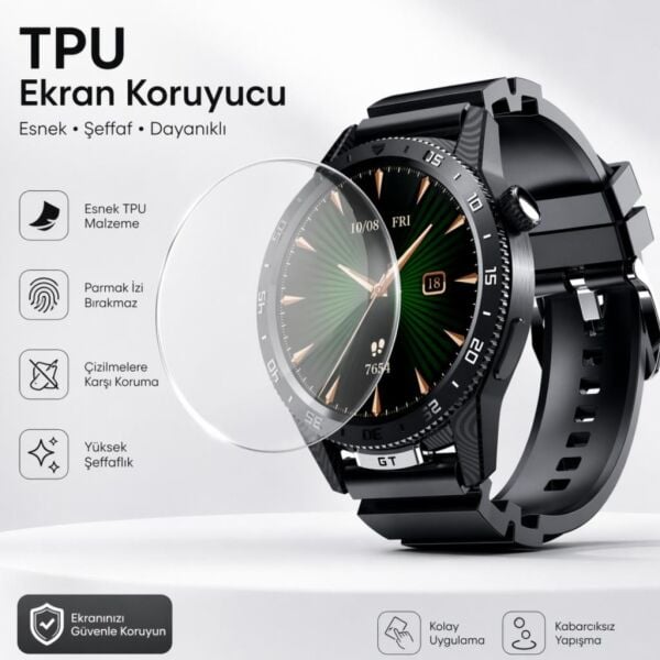 Tecno Watch GT Ekran Koruyucu TPU Şeffaf 2'li Set
