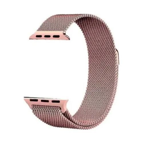 Apple Watch Kordon 42 mm Paslanmaz Çelik Manyetik Kapatmalı Kayış Rose Gold