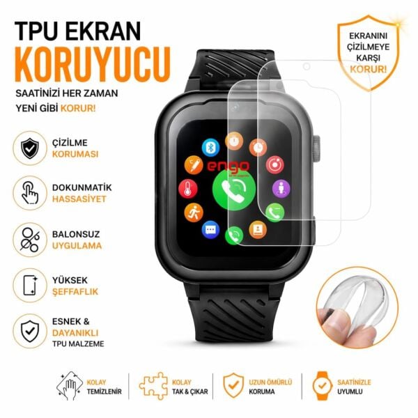 Wonlex MT106 Ekran Koruyucu TPU Şeffaf 2'li Set Akıllı Saat