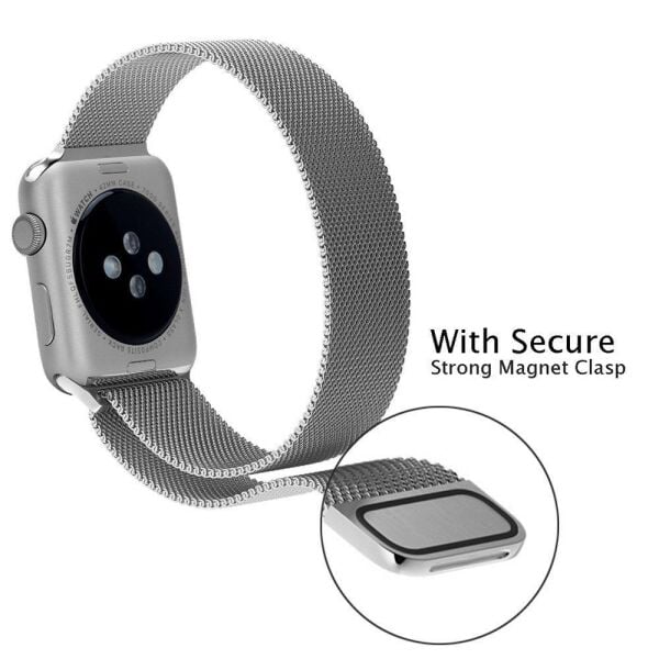 Apple Watch Kordon 38 mm Paslanmaz Çelik Manyetik Kapatmalı Kayış