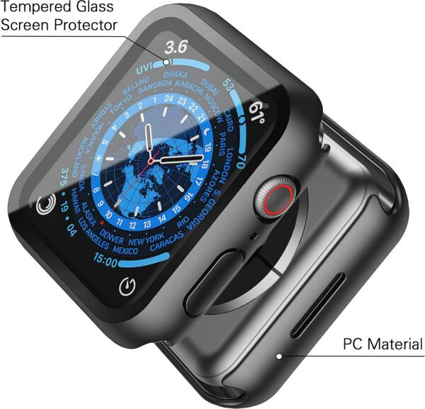 Apple Watch 9 Ekran Koruyucu Kılıf Sert PC Kasa Watch 9 45mm