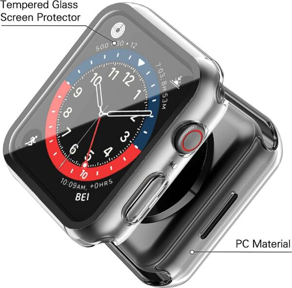 Apple Watch 9 Ekran Koruyucu Kılıf Sert PC Kasa Watch 9 45mm