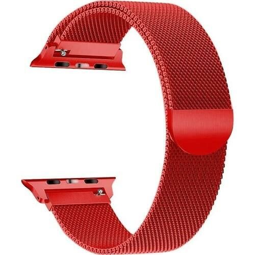 Apple Watch Kordon 38 mm Paslanmaz Çelik Manyetik Kapatmalı Kayış Kırmızı