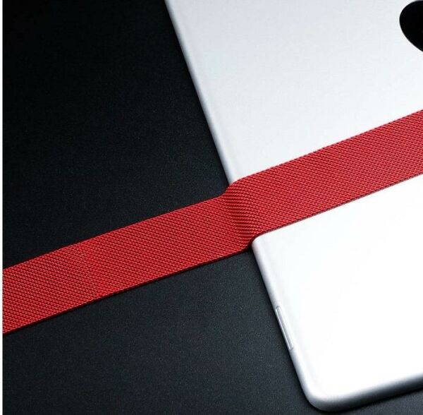 Apple Watch Kordon 38 mm Paslanmaz Çelik Manyetik Kapatmalı Kayış Kırmızı