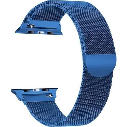 Apple Watch Kordon 38 mm Paslanmaz Çelik Manyetik Kapatmalı Kayış Mavi