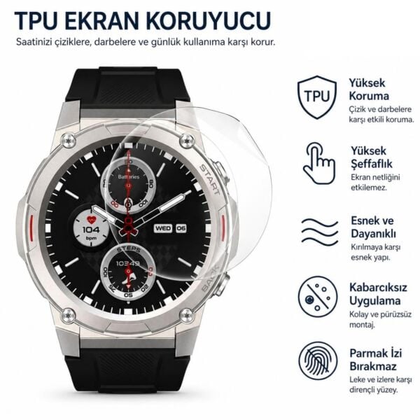 Zeblaze Vibe 7 Pro Ekran Koruyucu TPU Şeffaf Film 2 Adet