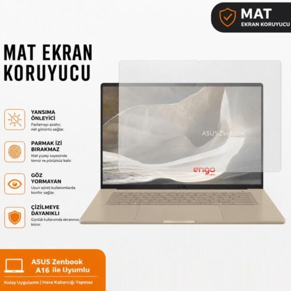 ASUS Zenbook A16 Mat Ekran Koruyucu 16 inç Nano Şeffaf