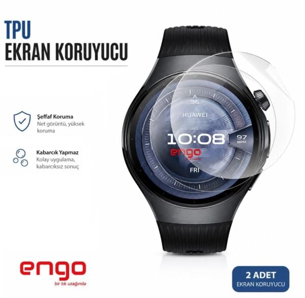 Huawei Watch 5 Ekran Koruyucu 46mm TPU Şeffaf 2 Adet