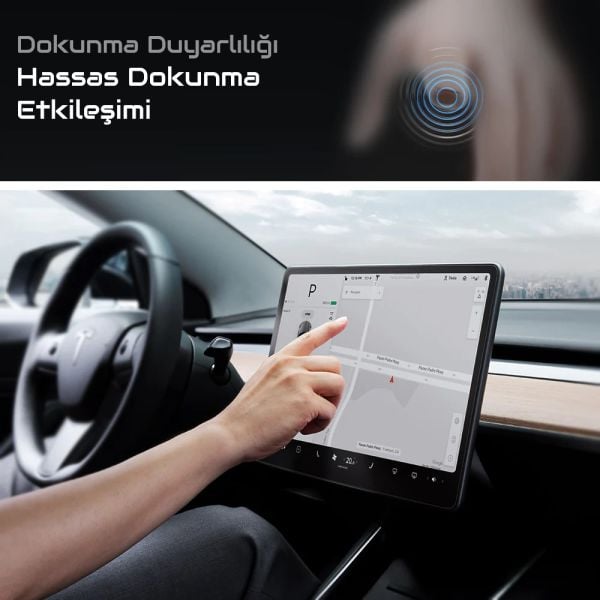 Tesla Model Y Ekran Koruyucu 15 inç ile Uyumlu Şeffaf Nano