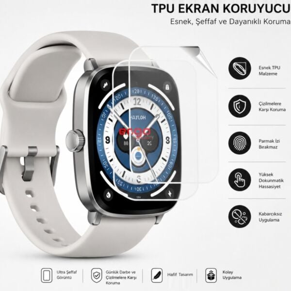 Haylou RS5 Ekran Koruyucu TPU Şeffaf Film 2 Adet